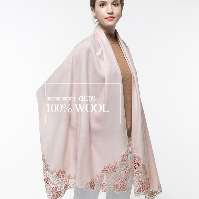 Cashmere Pashmina Wrap - 100% Real Wool Pink Scarf Women