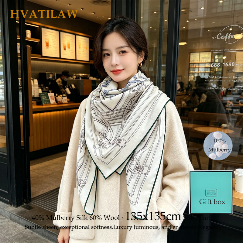 40% Silk 60% Wool Scarf 135x13 - Shawl Wrap Winter review and price