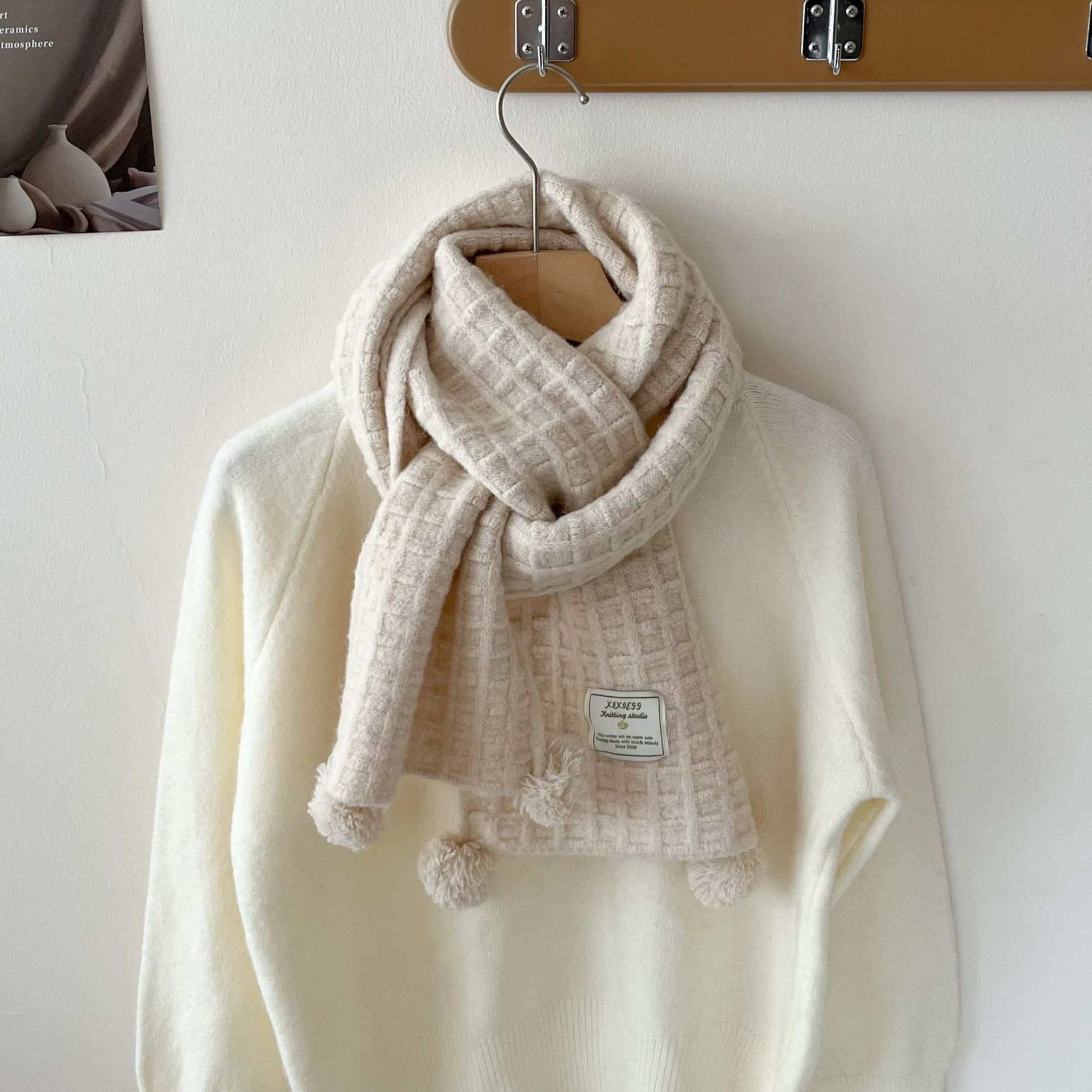 Winter hanging ball waffle kni - Wool Scarf Men review and price