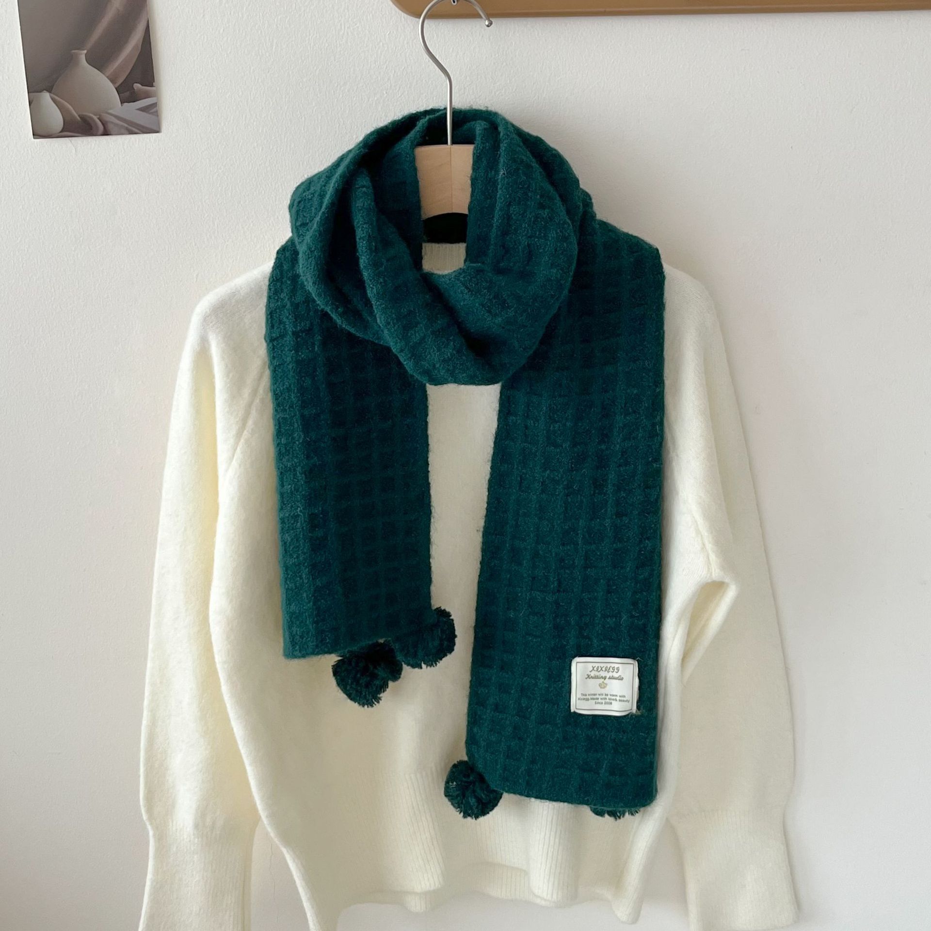 Winter hanging ball waffle kni - Wool Scarf Men review and price